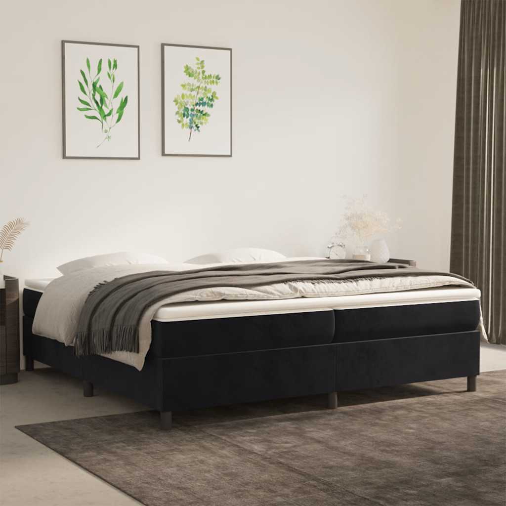 vidaXL Łóżko kontynentalne z materacem, czarne, aksamit 200x200 cm
