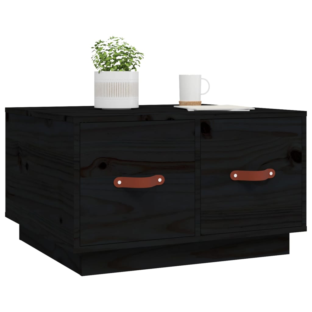 vidaXL Stolik kawowy, czarny, 60x53x35 cm, lite drewno sosnowe