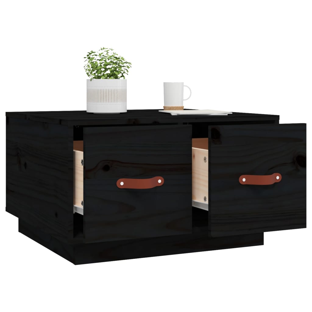 vidaXL Stolik kawowy, czarny, 60x53x35 cm, lite drewno sosnowe