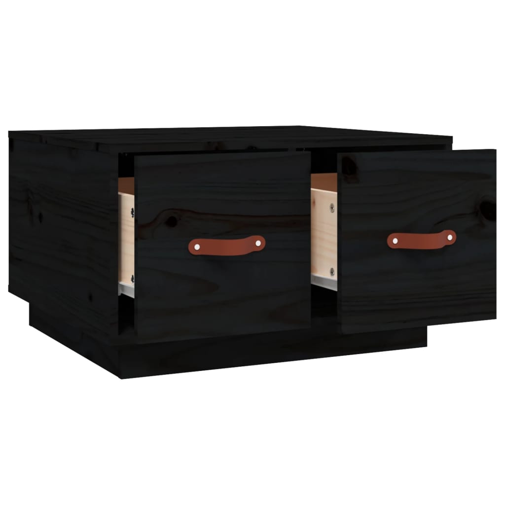 vidaXL Stolik kawowy, czarny, 60x53x35 cm, lite drewno sosnowe