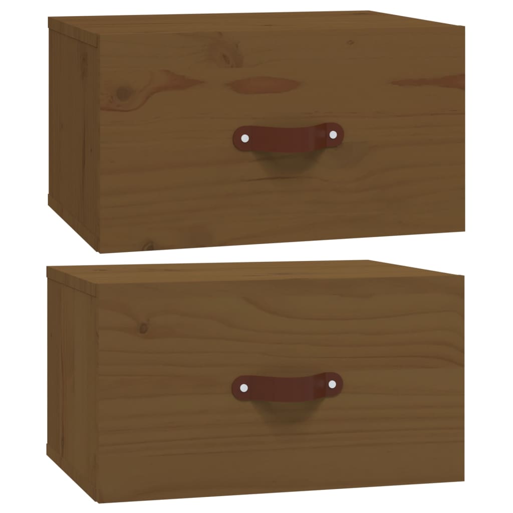 vidaXL Szafki nocne, wiszące, 2 szt., 40x29,5x22 cm, miodowy brąz
