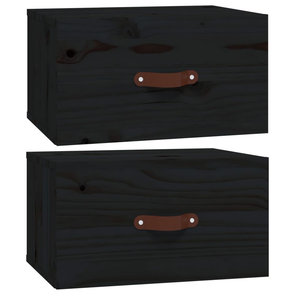 vidaXL Szafki nocne, wiszące, 2 szt., 40x29,5x22 cm, czarne