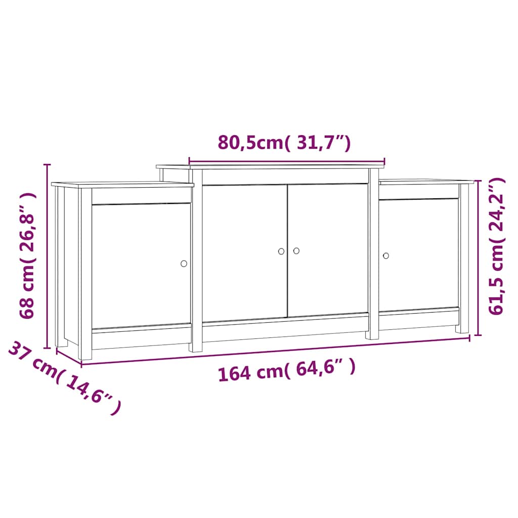 vidaXL Komoda 164x37x68 cm Drewno lite sosnowe