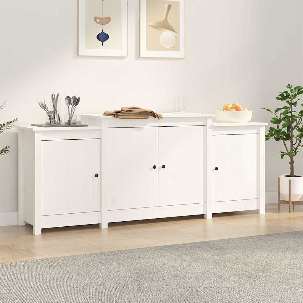 vidaXL Komoda, biała, 164x37x68 cm, drewno sosnowe