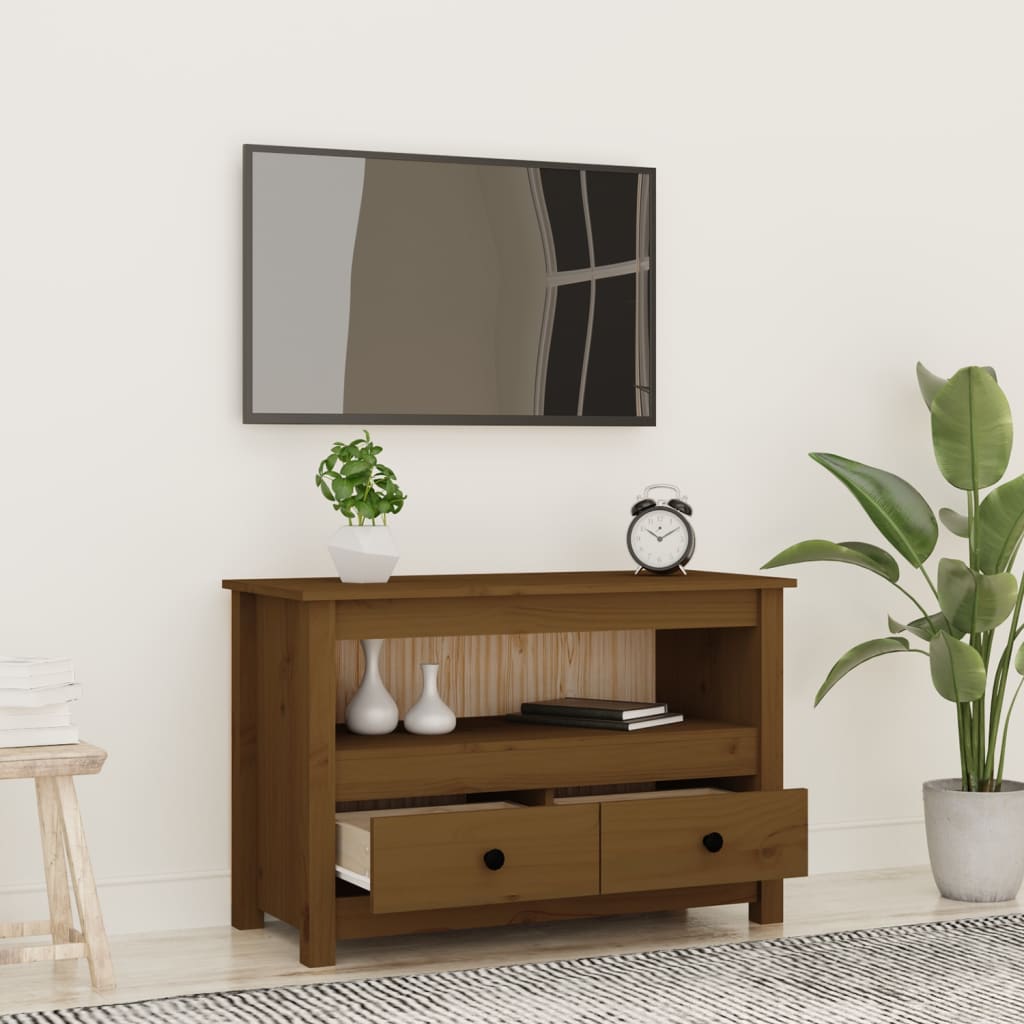 vidaXL Szafka pod TV, miodowy brąz, 79x35x52 cm, lite drewno sosnowe