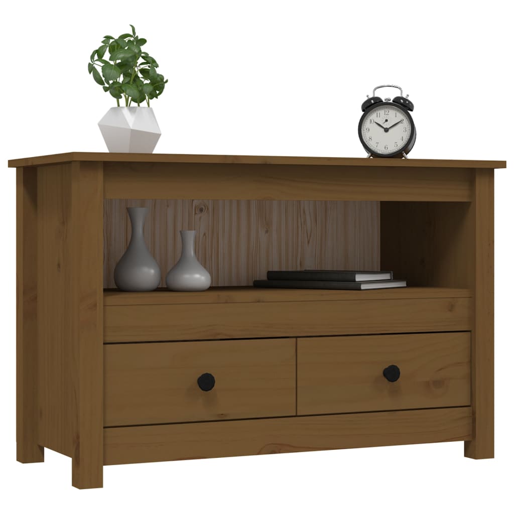 vidaXL Szafka pod TV, miodowy brąz, 79x35x52 cm, lite drewno sosnowe