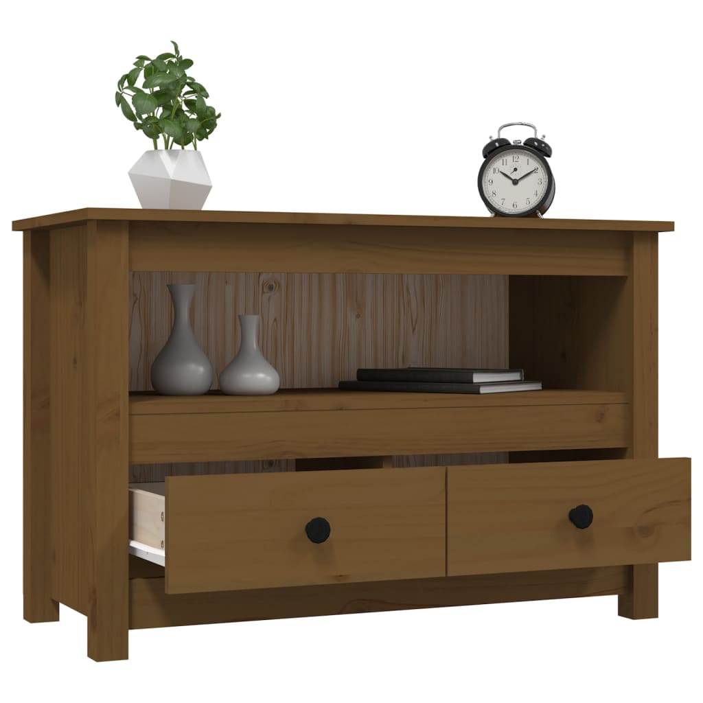 vidaXL Szafka pod TV, miodowy brąz, 79x35x52 cm, lite drewno sosnowe