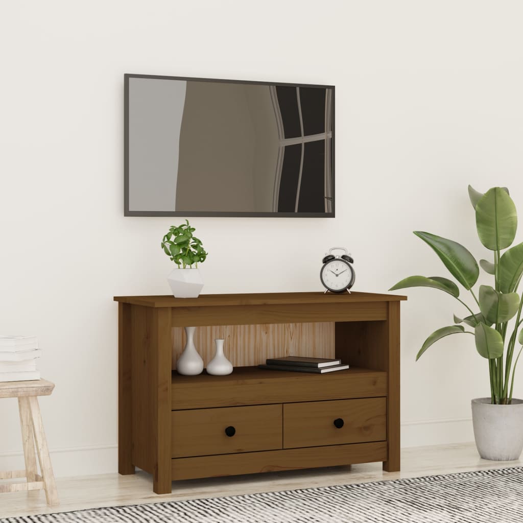 vidaXL Szafka pod TV, miodowy brąz, 79x35x52 cm, lite drewno sosnowe