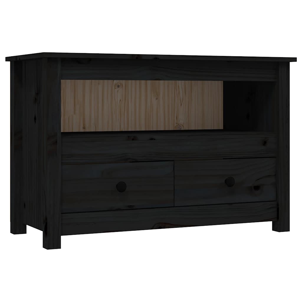 vidaXL Szafka pod TV, czarna, 79x35x52 cm, lite drewno sosnowe