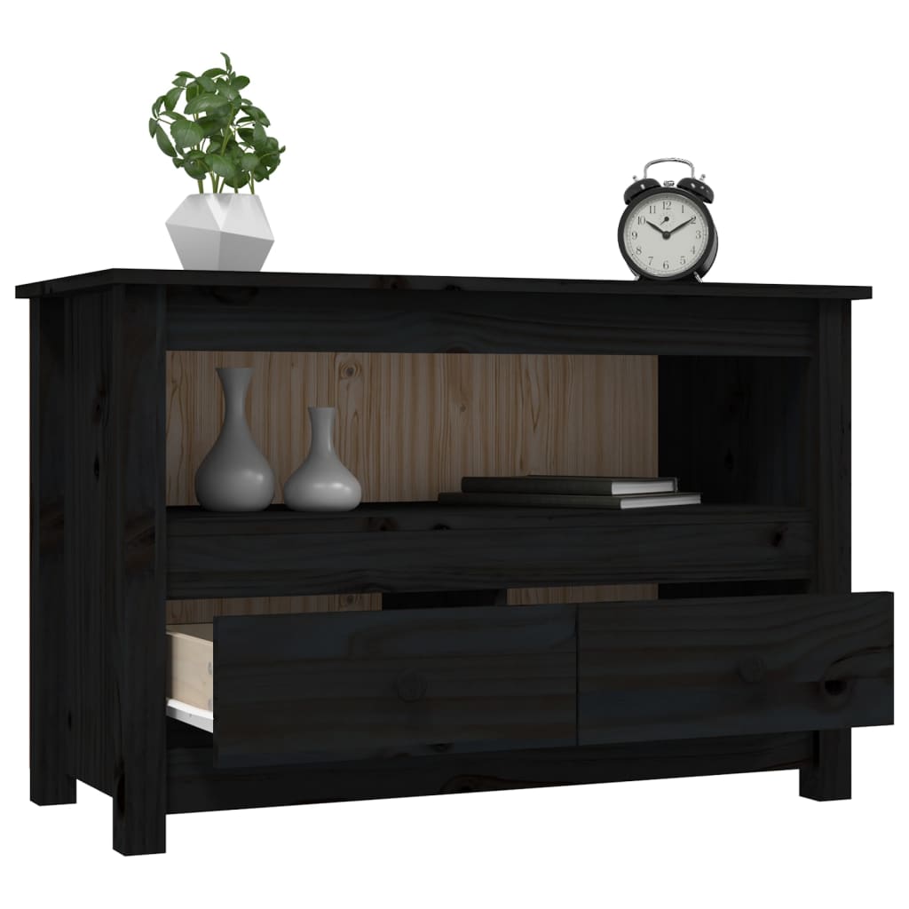 vidaXL Szafka pod TV, czarna, 79x35x52 cm, lite drewno sosnowe