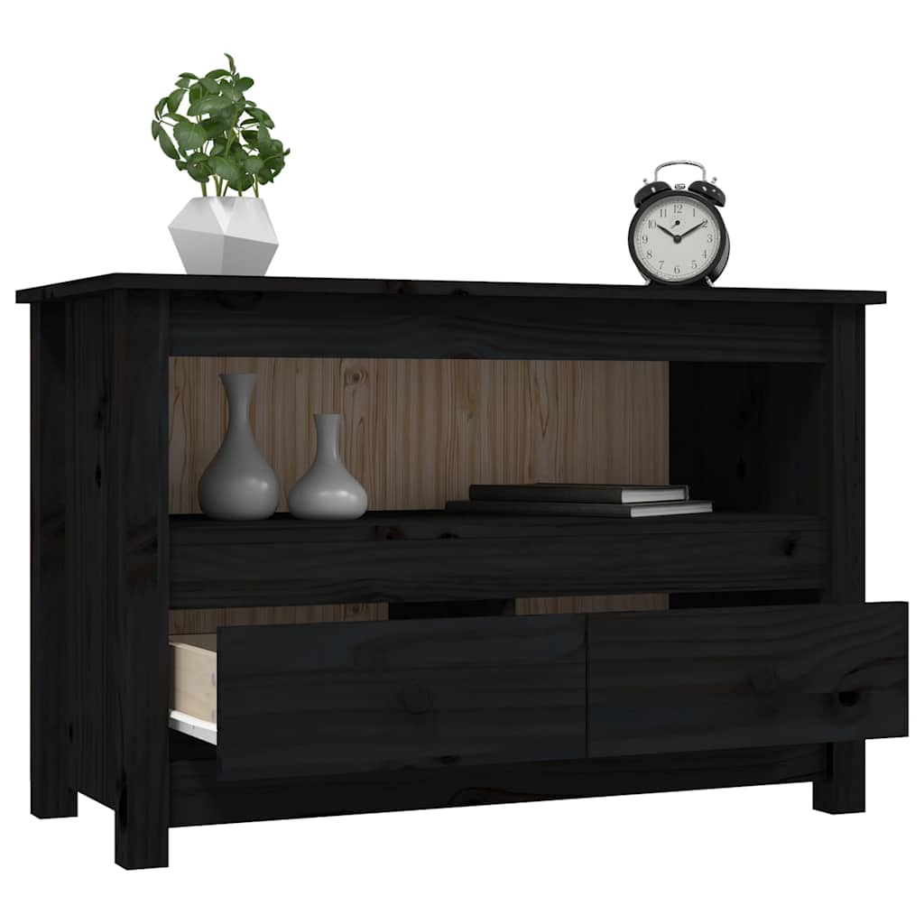 vidaXL Szafka pod TV, czarna, 79x35x52 cm, lite drewno sosnowe