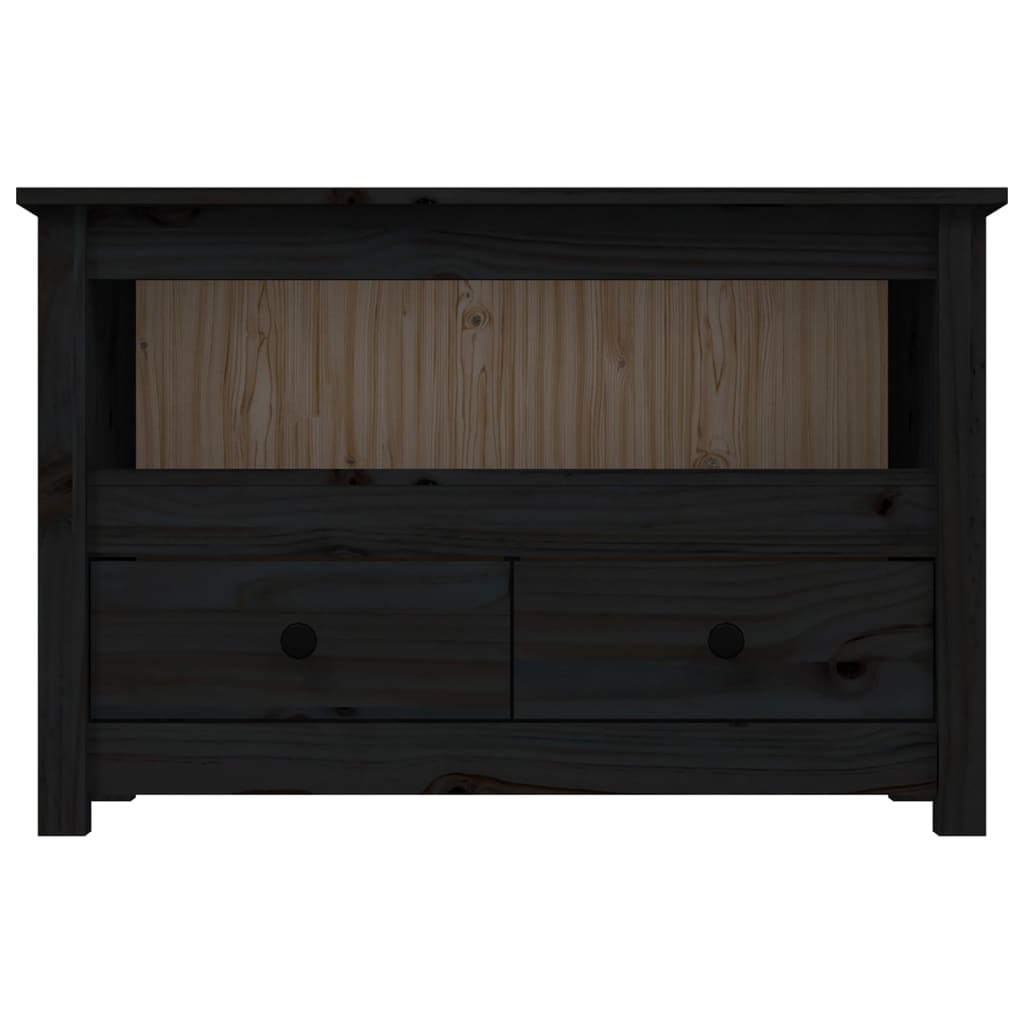 vidaXL Szafka pod TV, czarna, 79x35x52 cm, lite drewno sosnowe