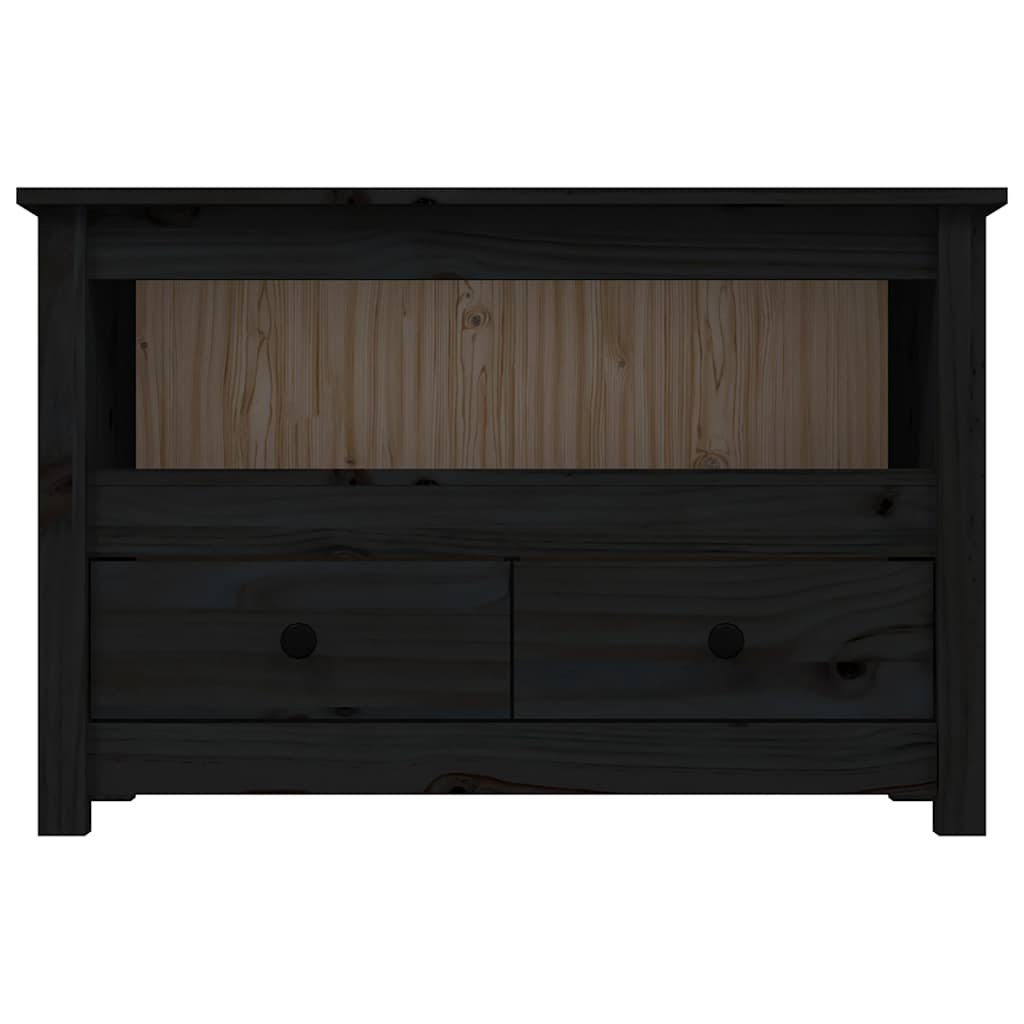 vidaXL Szafka pod TV, czarna, 79x35x52 cm, lite drewno sosnowe