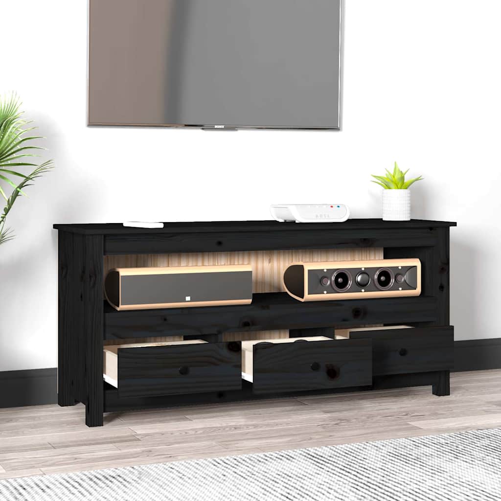 vidaXL Szafka pod TV, czarna, 114x35x52 cm, lite drewno sosnowe