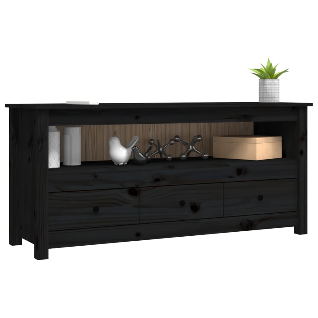 vidaXL Szafka pod TV, czarna, 114x35x52 cm, lite drewno sosnowe