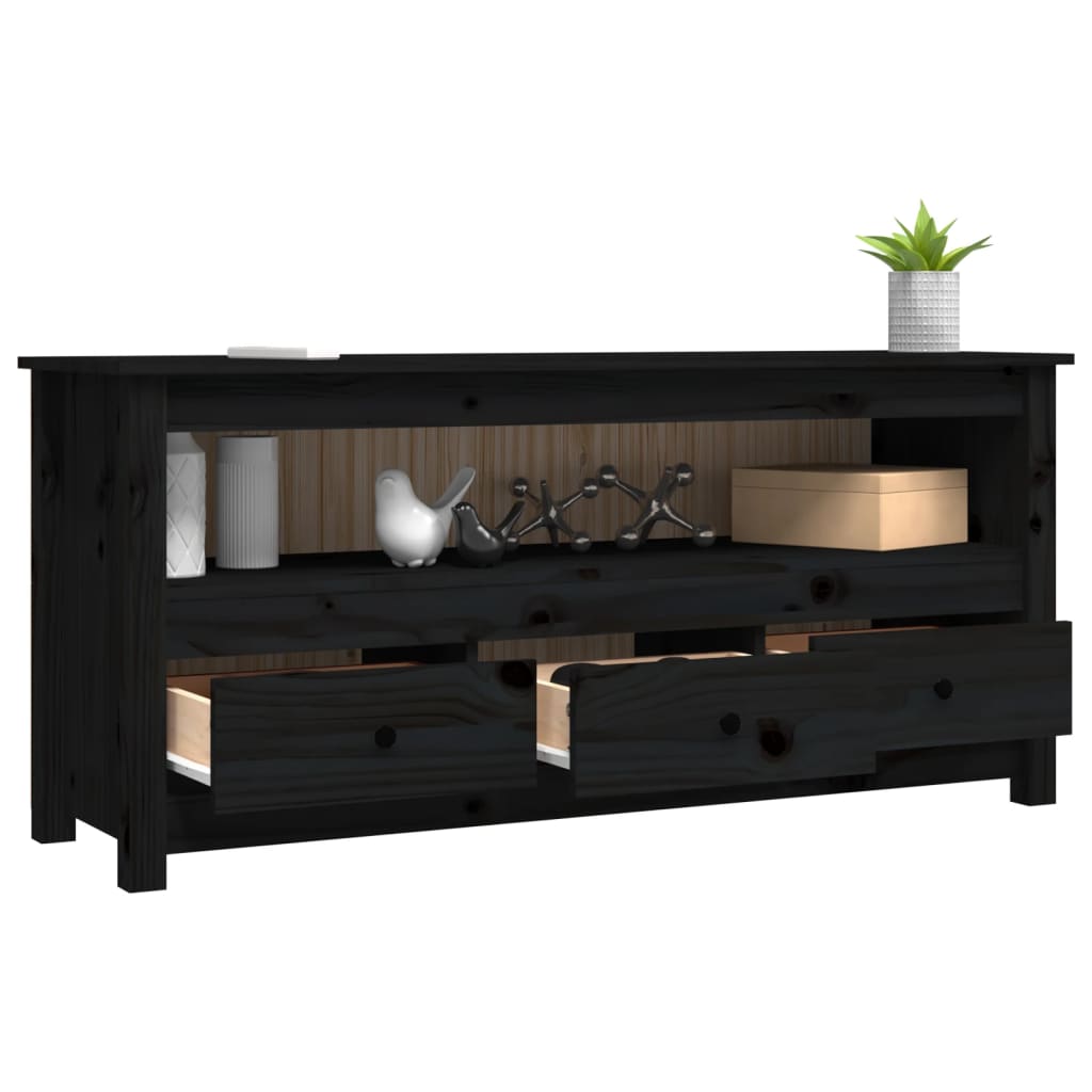 vidaXL Szafka pod TV, czarna, 114x35x52 cm, lite drewno sosnowe