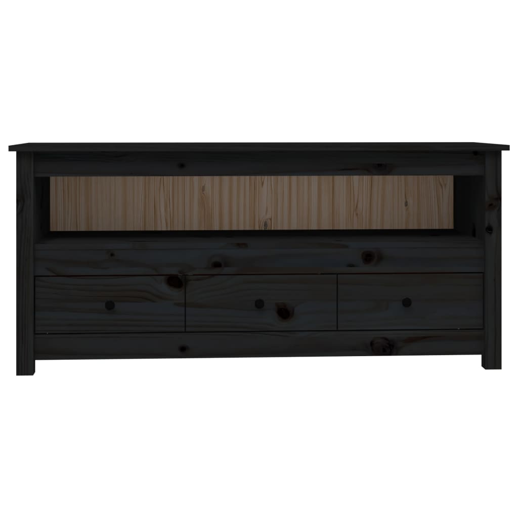 vidaXL Szafka pod TV, czarna, 114x35x52 cm, lite drewno sosnowe