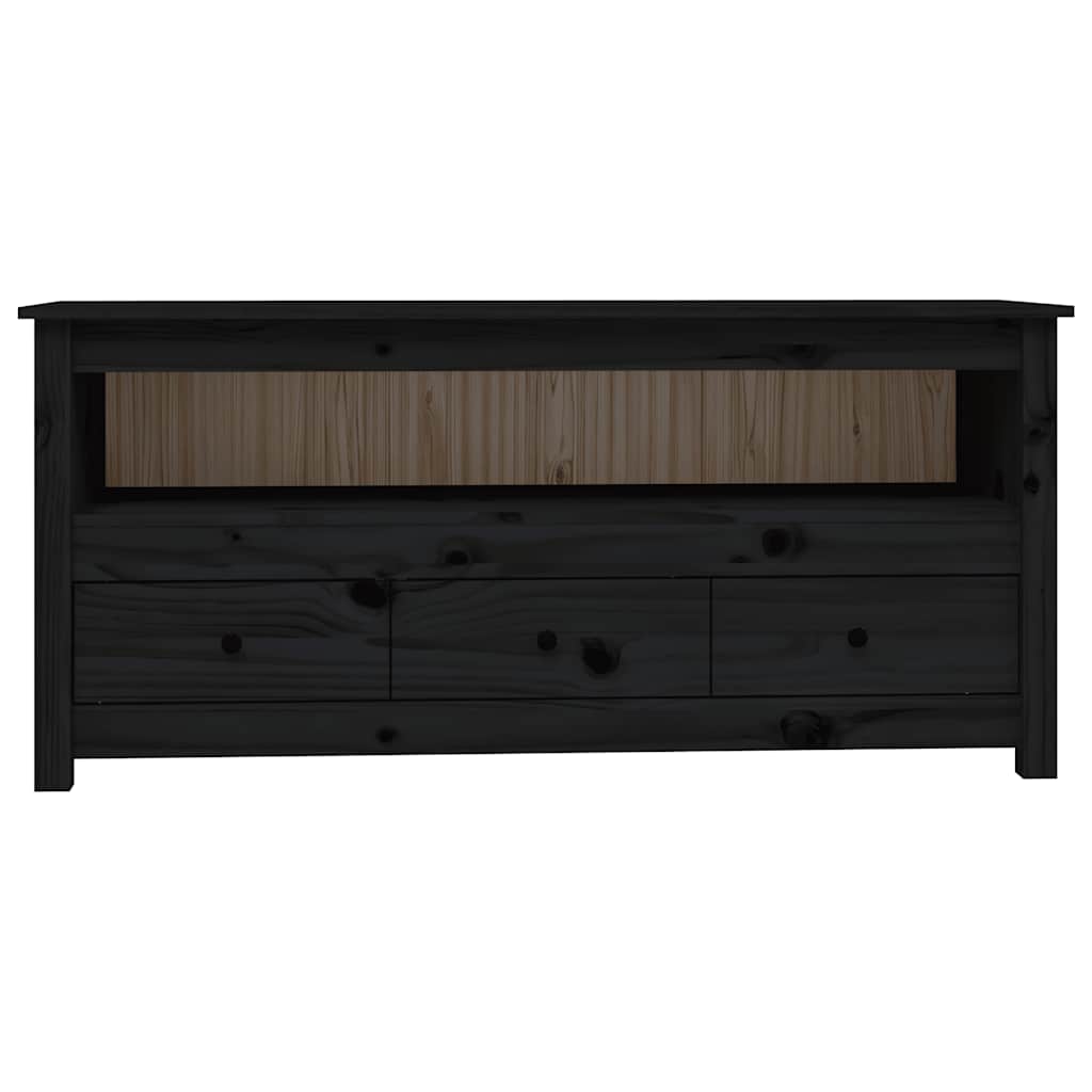 vidaXL Szafka pod TV, czarna, 114x35x52 cm, lite drewno sosnowe