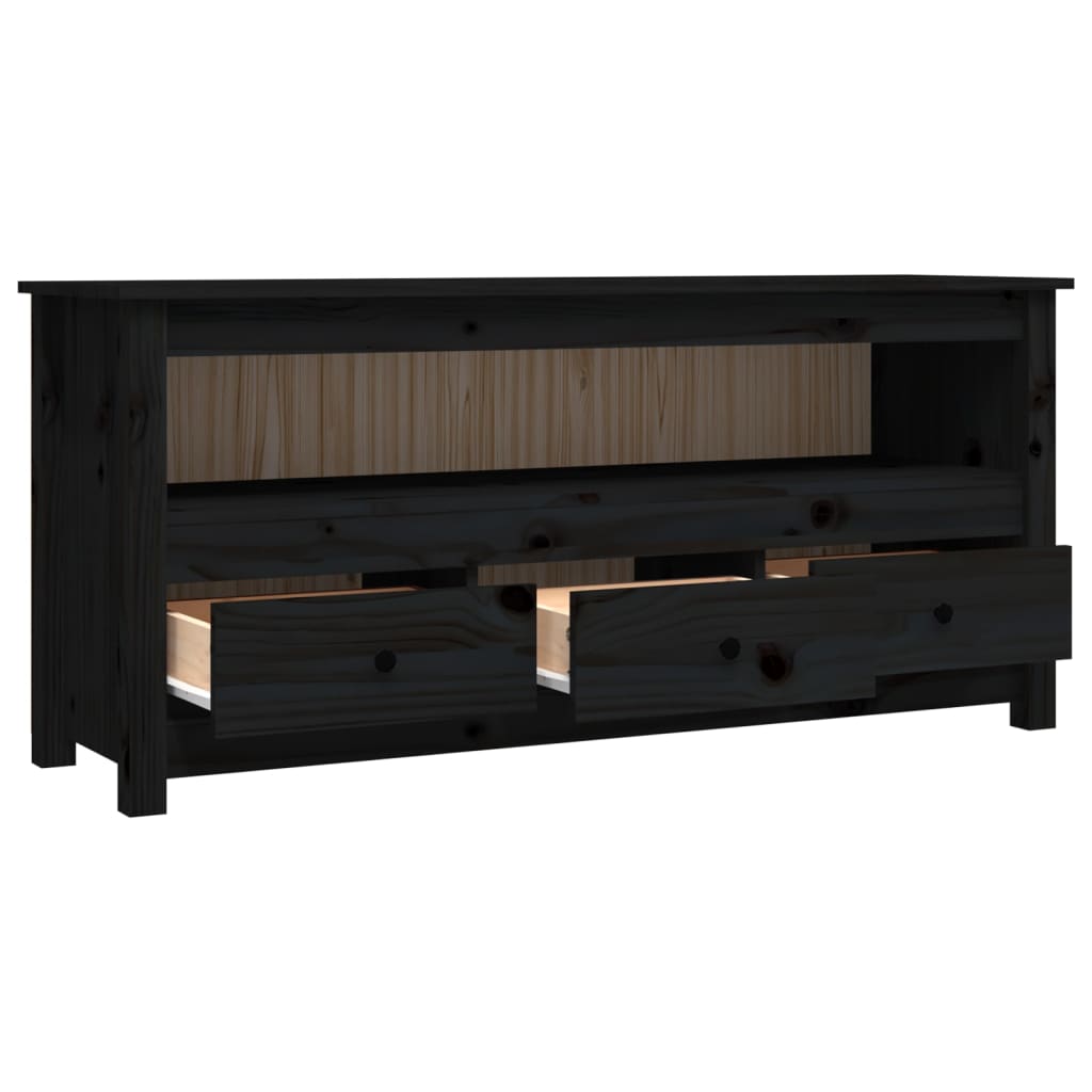 vidaXL Szafka pod TV, czarna, 114x35x52 cm, lite drewno sosnowe