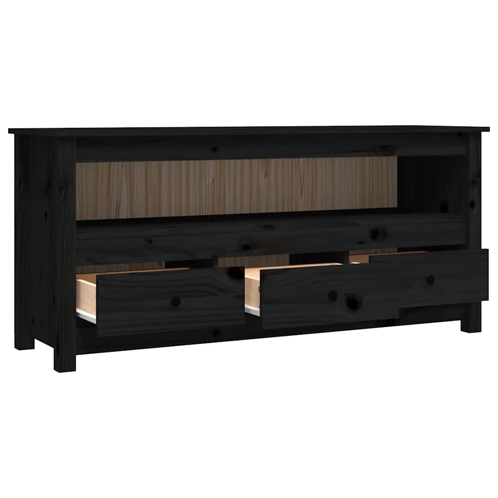 vidaXL Szafka pod TV, czarna, 114x35x52 cm, lite drewno sosnowe