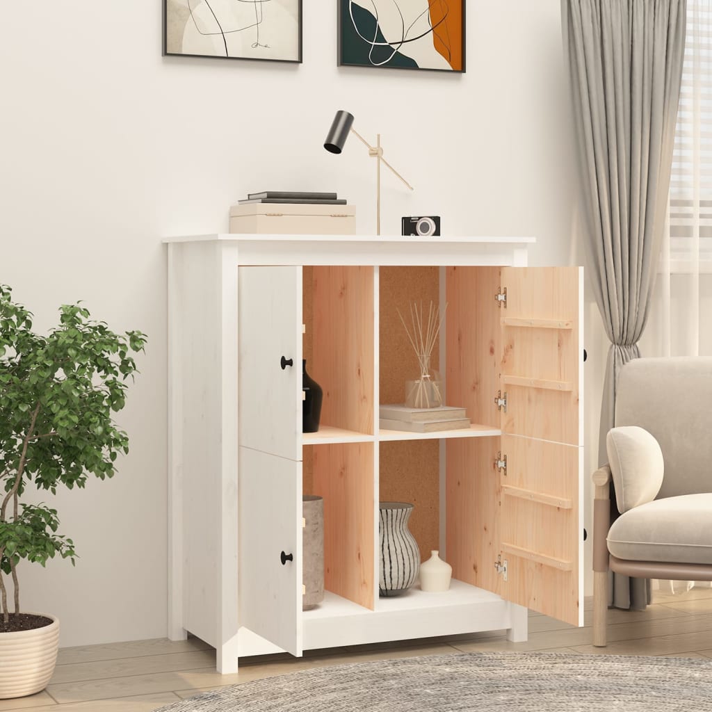 vidaXL Szafka, biała, 83x41,5x100 cm, lite drewno sosnowe