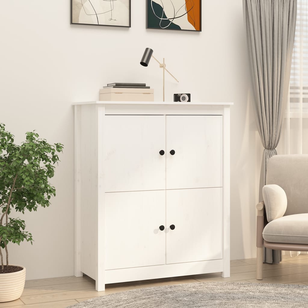 vidaXL Szafka, biała, 83x41,5x100 cm, lite drewno sosnowe