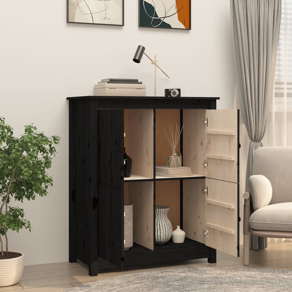 vidaXL Szafka, czarna, 83x41,5x100 cm, lite drewno sosnowe