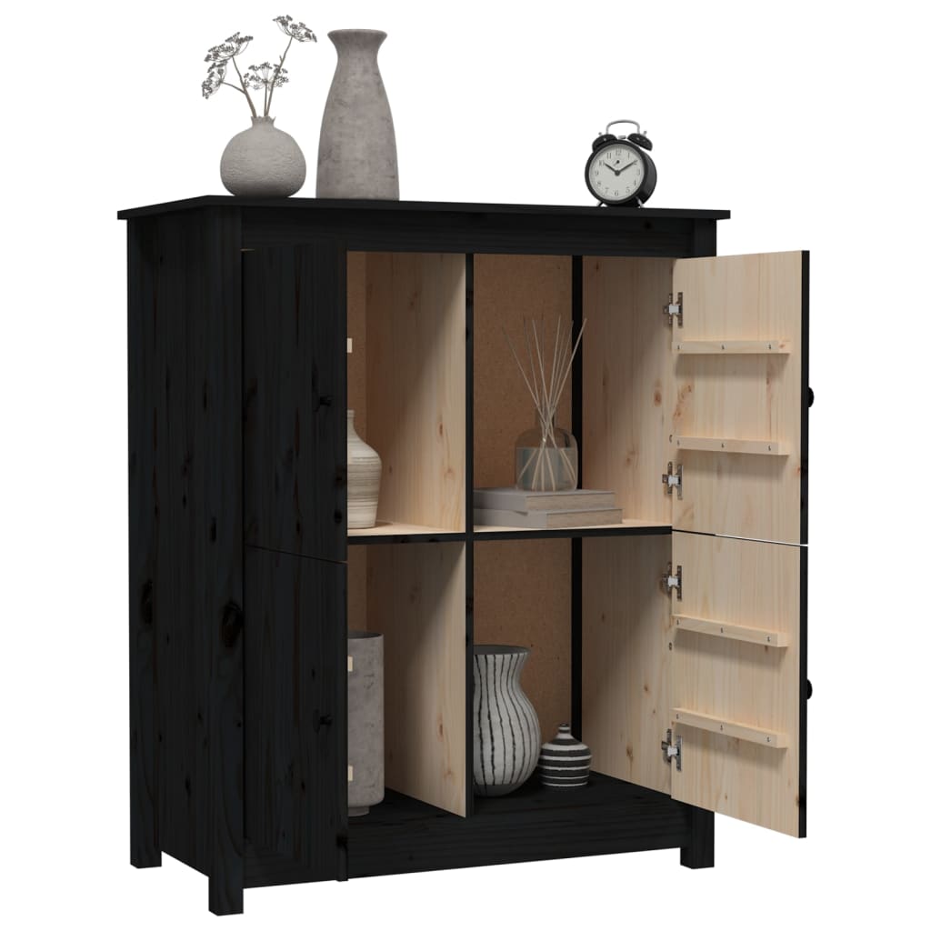 vidaXL Szafka, czarna, 83x41,5x100 cm, lite drewno sosnowe
