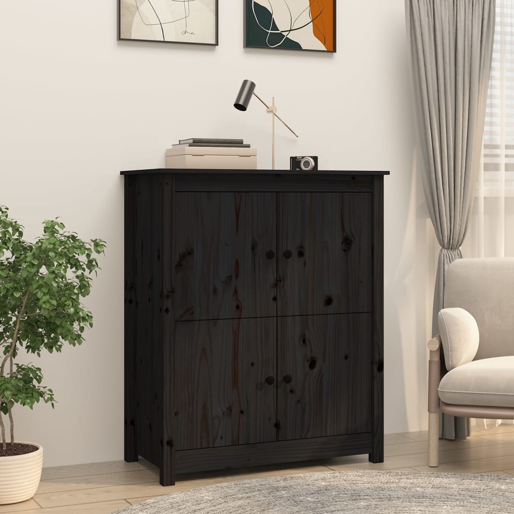 vidaXL Szafka, czarna, 83x41,5x100 cm, lite drewno sosnowe