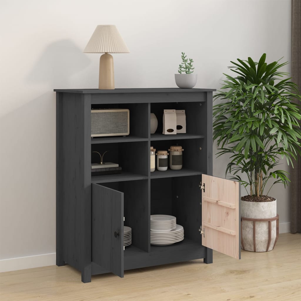 vidaXL Szafka, szara, 83x41,5x100 cm, lite drewno sosnowe