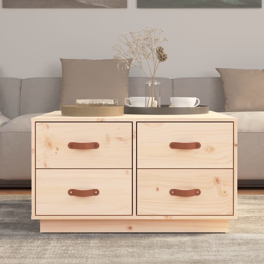 vidaXL Stolik kawowy, 80x80x45 cm, lite drewno sosnowe