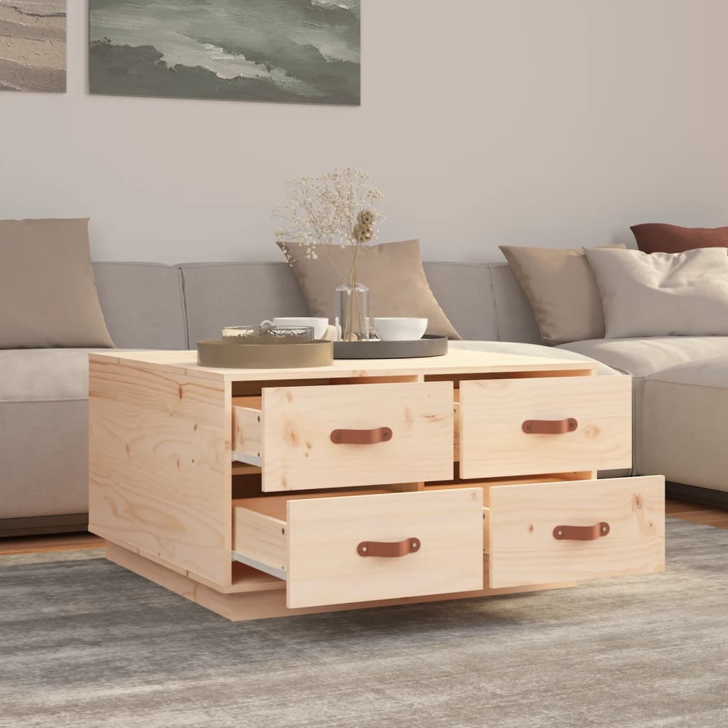 vidaXL Stolik kawowy, 80x80x45 cm, lite drewno sosnowe