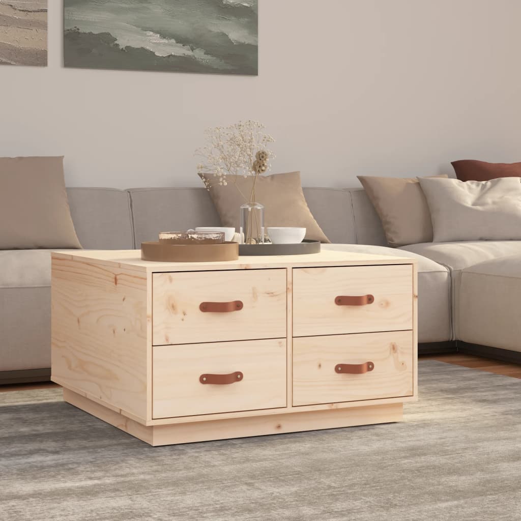 vidaXL Stolik kawowy, 80x80x45 cm, lite drewno sosnowe