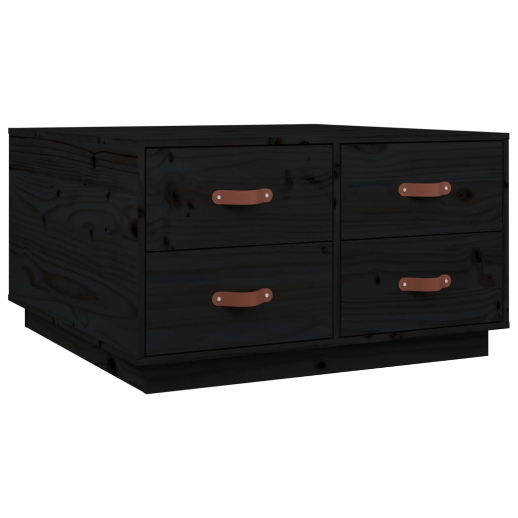 vidaXL Stolik kawowy, czarny, 80x80x45 cm, lite drewno sosnowe