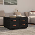 vidaXL Stolik kawowy, czarny, 80x80x45 cm, lite drewno sosnowe