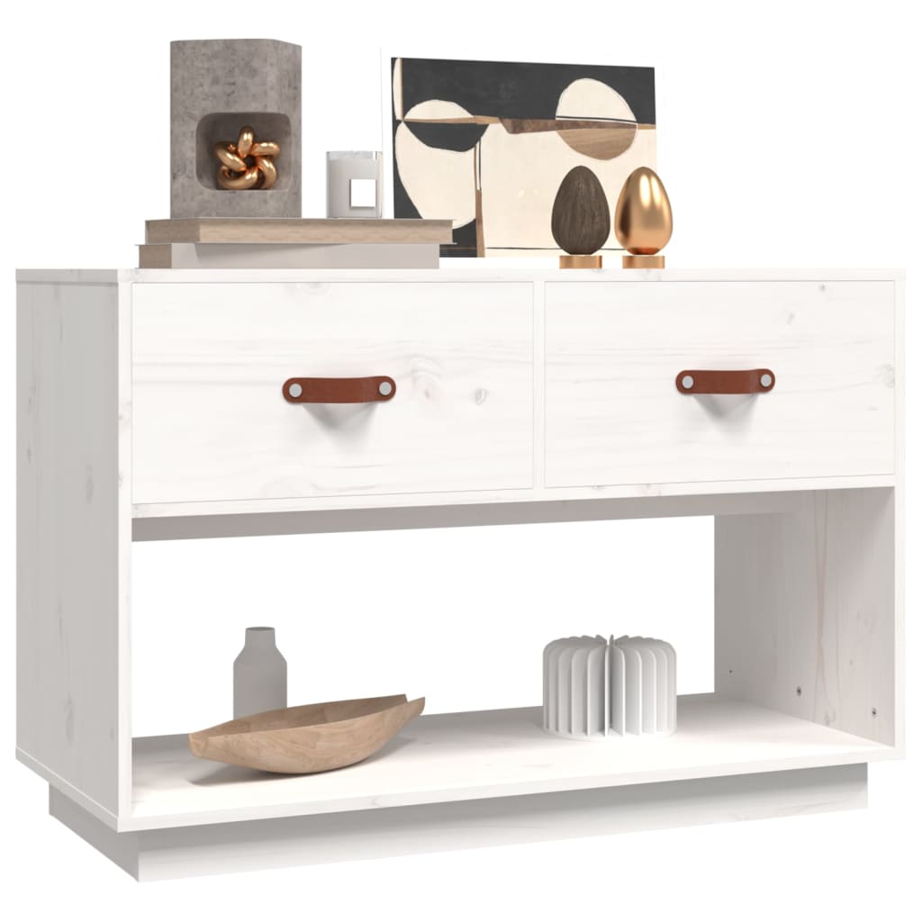 vidaXL Szafka pod telewizor, biała, 90x40x60 cm, lite drewno sosnowe