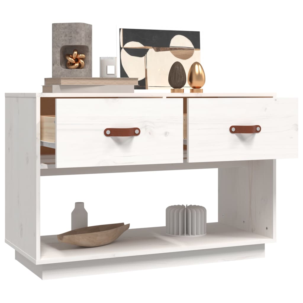 vidaXL Szafka pod telewizor, biała, 90x40x60 cm, lite drewno sosnowe