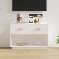 vidaXL Szafka pod telewizor, biała, 90x40x60 cm, lite drewno sosnowe