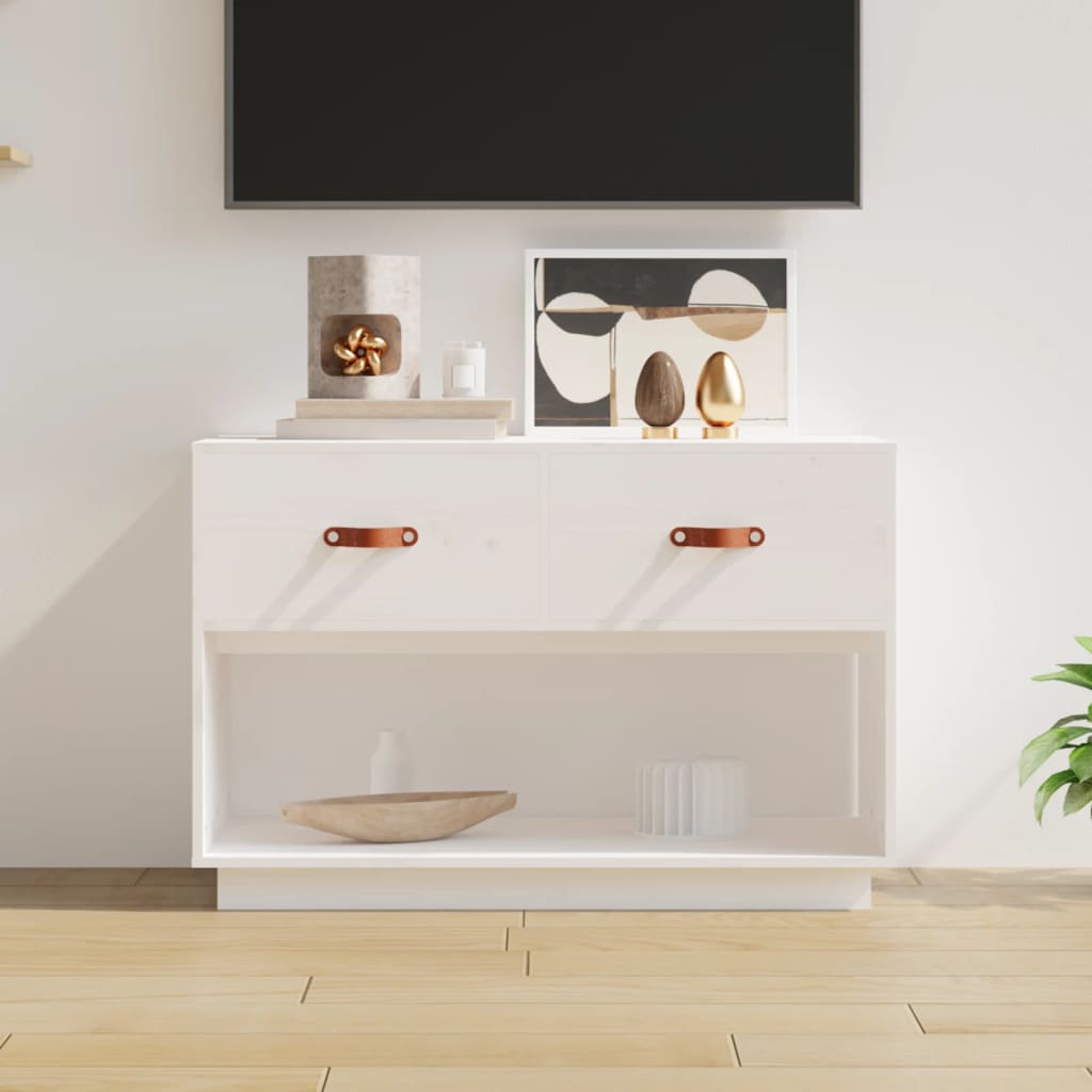 vidaXL Szafka pod telewizor, biała, 90x40x60 cm, lite drewno sosnowe