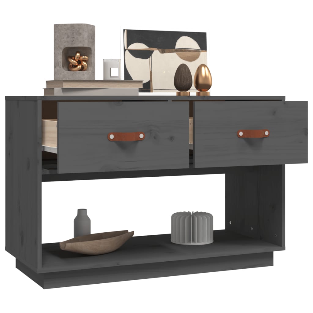 vidaXL Szafka pod telewizor, szara, 90x40x60 cm, lite drewno sosnowe