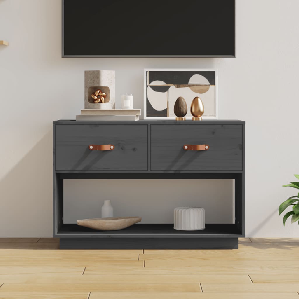 vidaXL Szafka pod telewizor, szara, 90x40x60 cm, lite drewno sosnowe