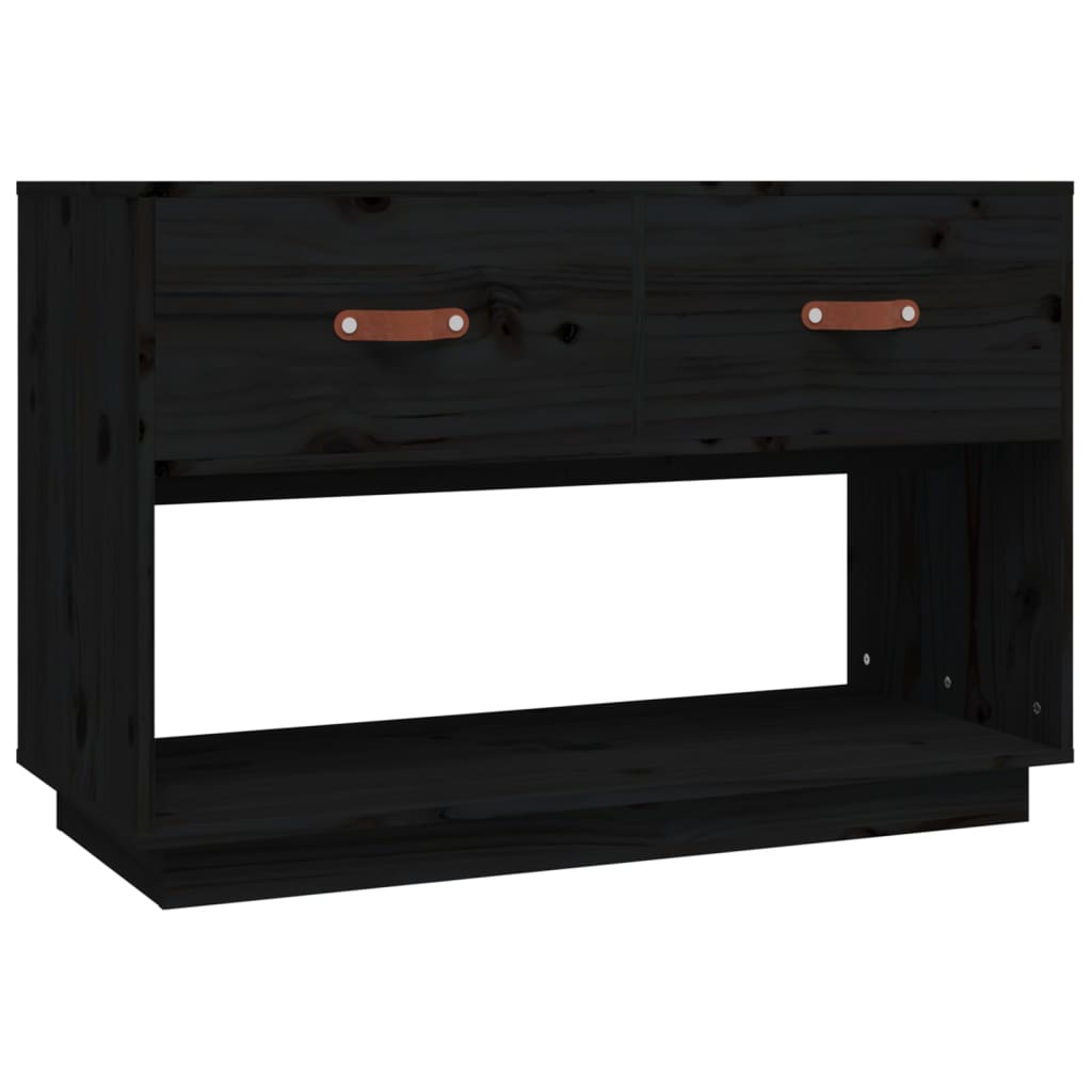 vidaXL Szafka pod TV, czarna, 90x40x60 cm, lite drewno sosnowe