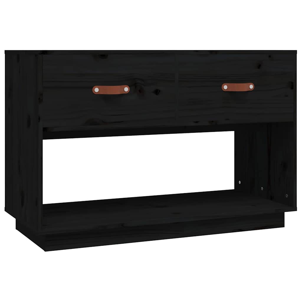 vidaXL Szafka pod TV, czarna, 90x40x60 cm, lite drewno sosnowe