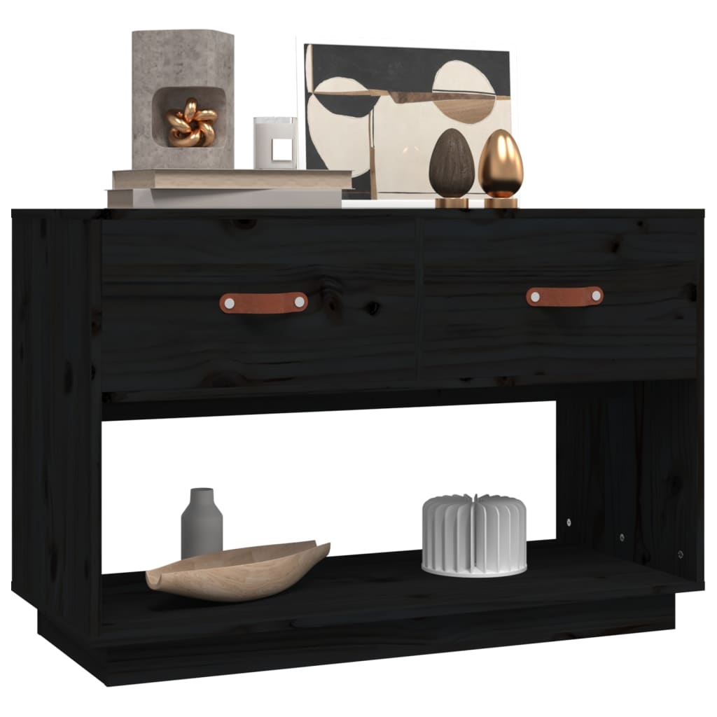 vidaXL Szafka pod TV, czarna, 90x40x60 cm, lite drewno sosnowe
