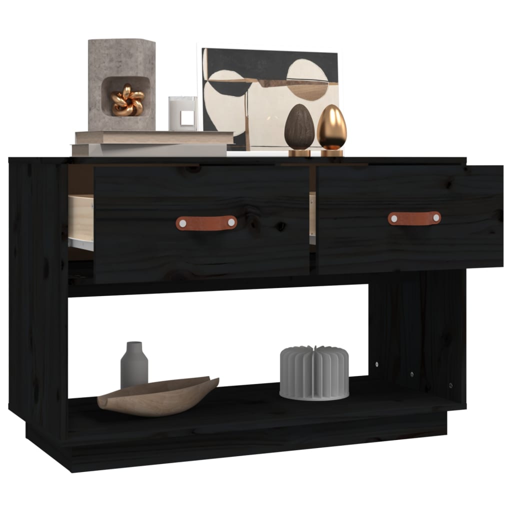 vidaXL Szafka pod TV, czarna, 90x40x60 cm, lite drewno sosnowe