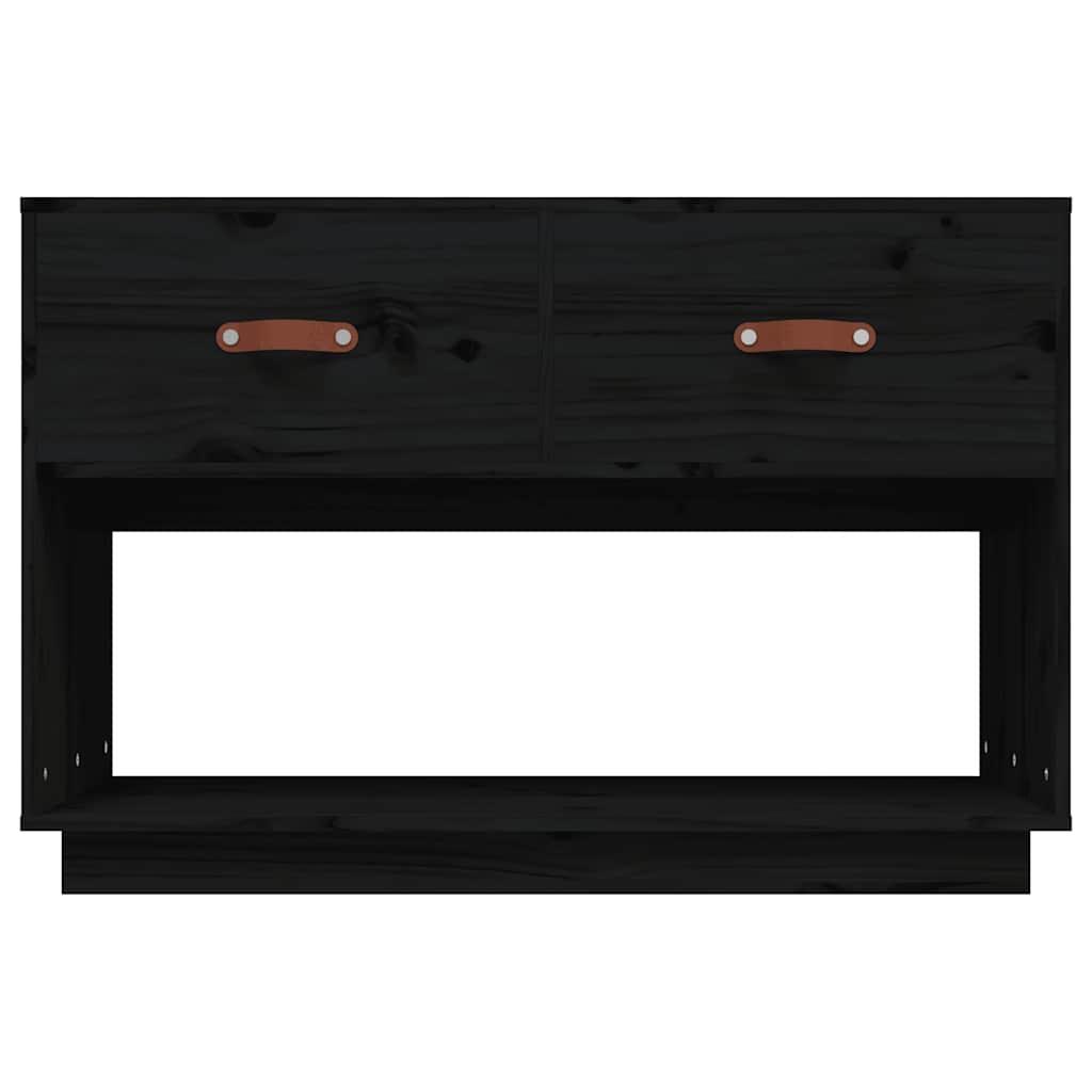 vidaXL Szafka pod TV, czarna, 90x40x60 cm, lite drewno sosnowe