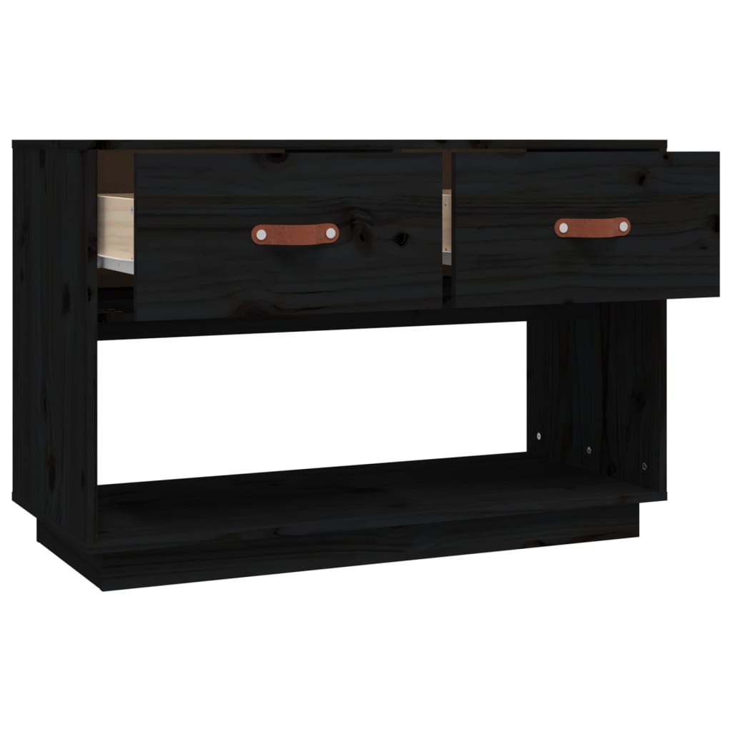 vidaXL Szafka pod TV, czarna, 90x40x60 cm, lite drewno sosnowe