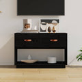 vidaXL Szafka pod TV, czarna, 90x40x60 cm, lite drewno sosnowe