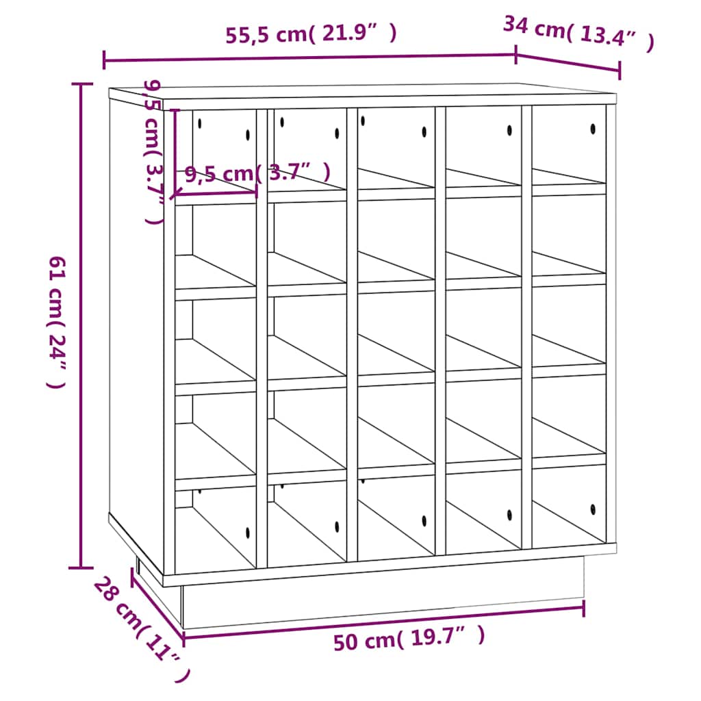 vidaXL Szafka na wino, 55,5x34x61 cm, lite drewno sosnowe