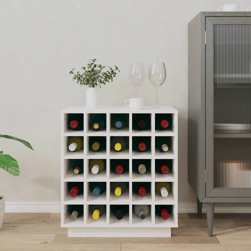vidaXL Szafka na wino, biały, 55,5x34x61 cm, lite drewno sosnowe